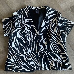New York & Company Black and White Zebra Print Blouse